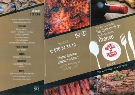 PRIMERAS JORNADAS GASTRONÓMICAS DEL RESTAURANTE ATENEO DE ASPE