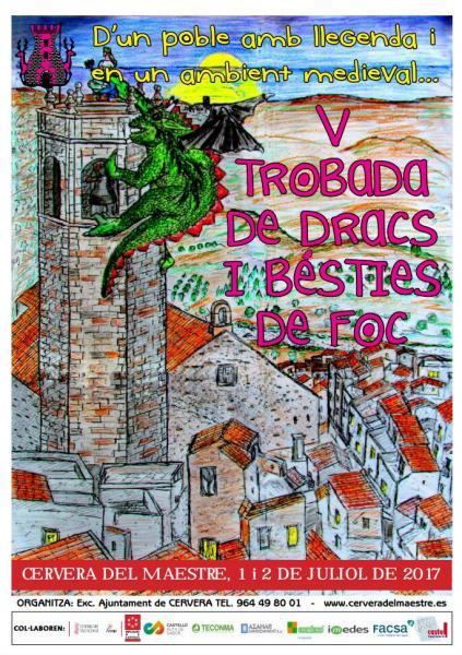 Trobada de dracs i bésties de foc en Cervera del Maestre