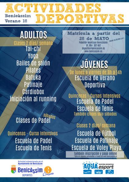 Actividades deportivas verano 2018 en Benicàssim