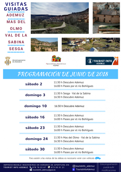 Programa de visitas guiadas a Ademuz y sus aldeas: JUNIO