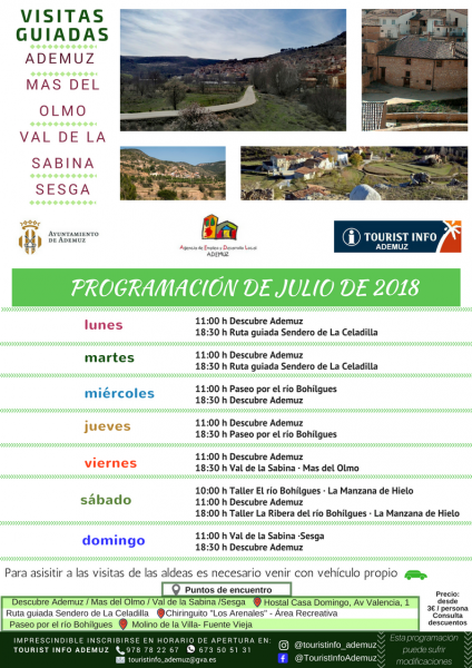 Programa de visitas guiadas a Ademuz y sus aldeas: JULIO