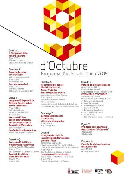 PROGRAMA DE ACTIVIDADES DEL 9 DE OCTUBRE ONDA 2018